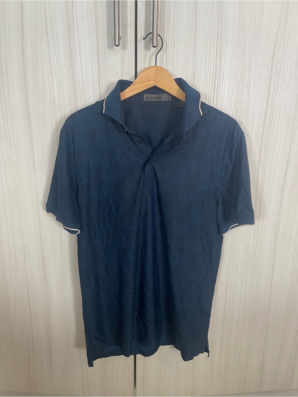 G/FORE Navy Polo with Subtle Swirl Texture